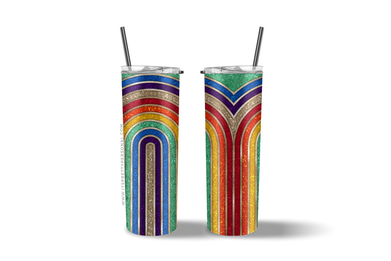 #655 CLEAR- 20oz -Vintage Rainbow 9.4" x 8" Pattern Vinyl Wrap